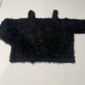 Black tank top cropped fluffy softBlack  small women shirt blouse cold shoulder.